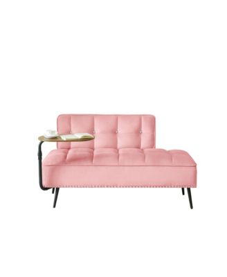 54" Velvet Upholstered Loveseat - 2-Seater Sofa with Rotating Side Table and Memory Foam for Living Room and Bedroom