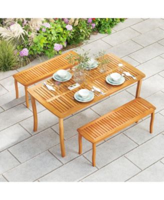 63 in Outdoor Dining Table with Umbrella Hole Farmhouse Style