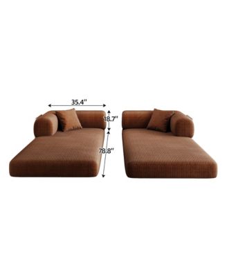 78.8-Inch Corduroy 2-Piece Convertible Modular Sofa Bed