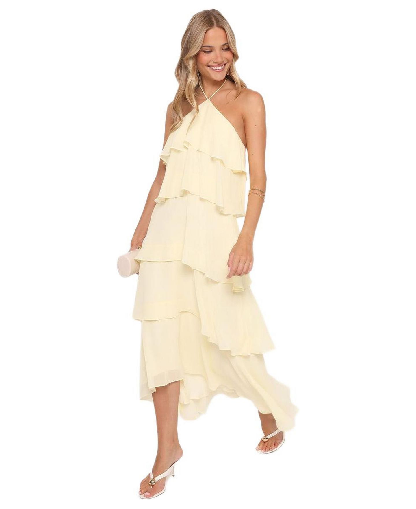 Женское платье Petal and Pup Jonia Halterneck Maxi, цвет: Сливочный жёлтый — фото 2