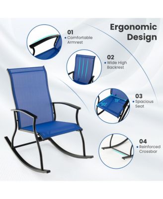 Set of 4 Outdoor Rocking Chair Patio Rocker w/ Breathable Fabric