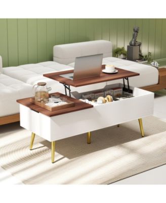 47 in Split Lift-Top Coffee Table with Hidden Compartments