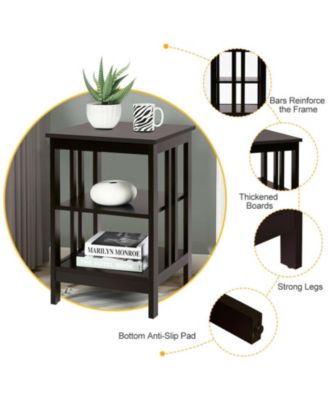 16 in 3-Tier Nightstand Side Table with Baffles and Round Corners