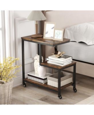 G-Shaped 3-Tier Mobile End Table with Locking Casters, 23 x 12 in