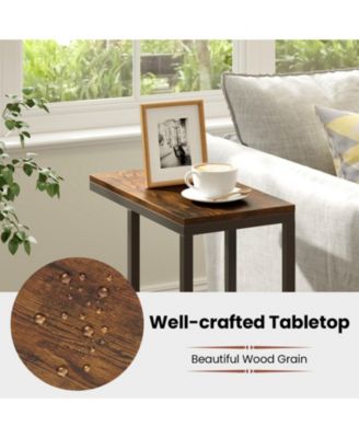 C-Shaped Sofa Side Table with Heavy-Duty Metal Frame, 18 x 10 x 25 in