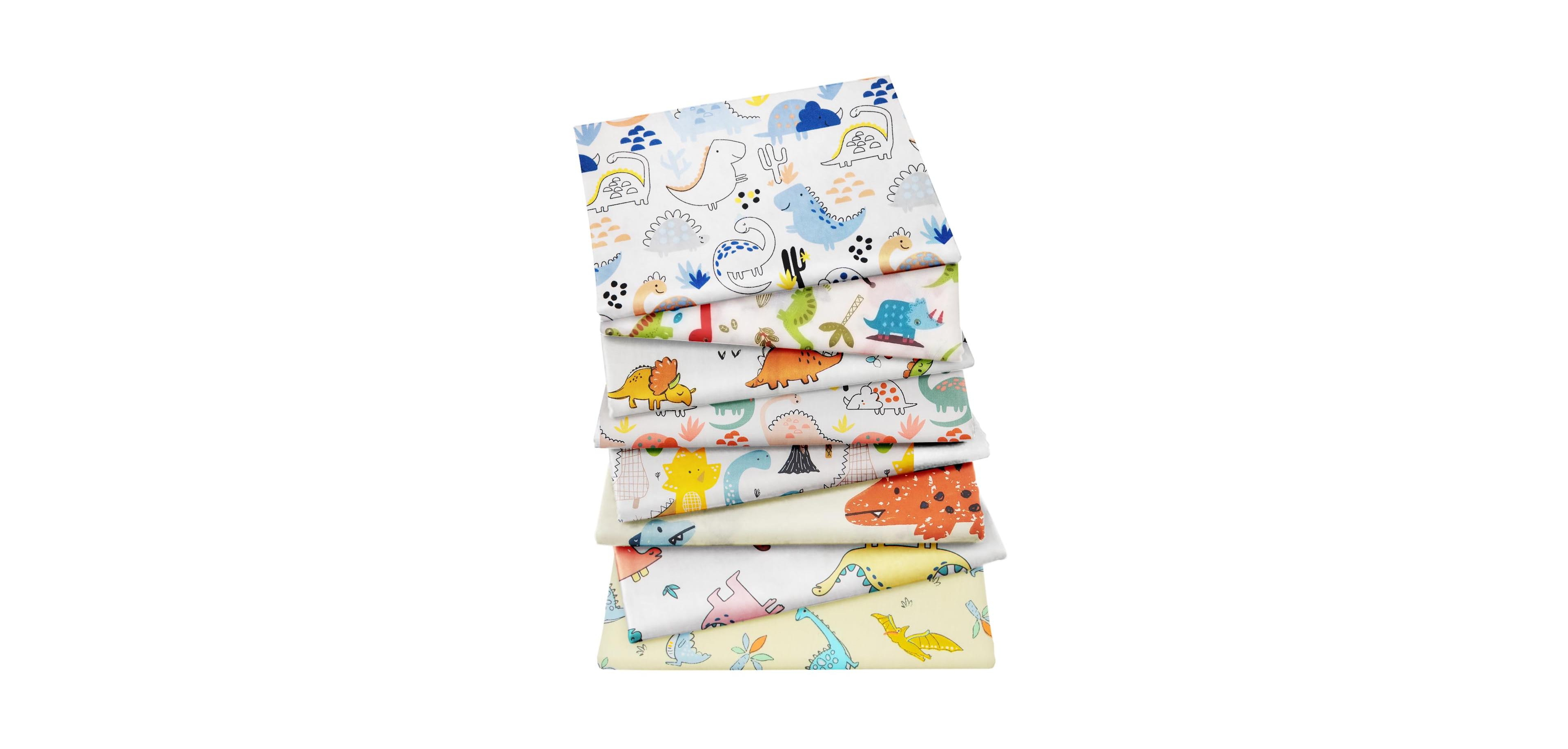 Gnuadz 8pcs 20'' Dinosaur Fat Quarter Cotton Fabric Quilting Patchwork Craft Sheets