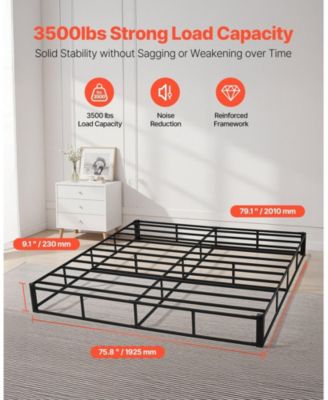 King Size Heavy Duty Metal Bed Frame Box Spring With Washable Fabric Cloth