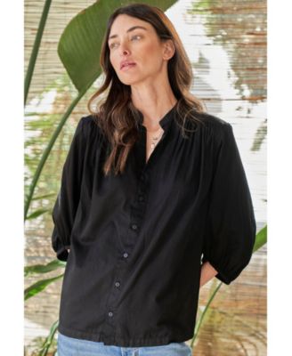 Women's Ocean+Main Cotton Poplin Peasant Top