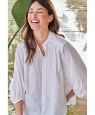 Women's Ocean+Main Cotton Poplin Peasant Top