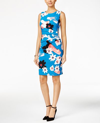 Ivanka Trump Floral-Print Sunburst Sheath Dress