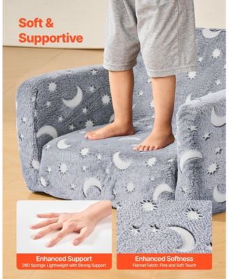 2-in-1 Kids Sofa Glow in the Dark Convertible Toddler Chair and Lounger