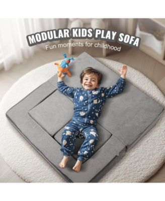 4Pcs Modular Kids Play Couch Toddler Sofa Bed for Playroom