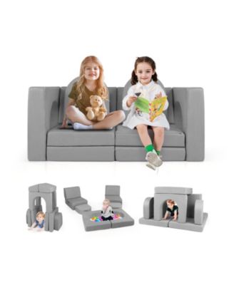 8 Piece Modular Kids Play Couch with Soft Fabric Upholstery