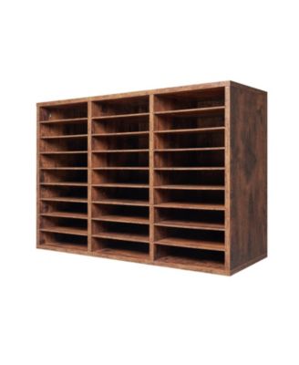 Literature Organizer, 27 Compartments, Wood Mailbox Sorter for File Storage