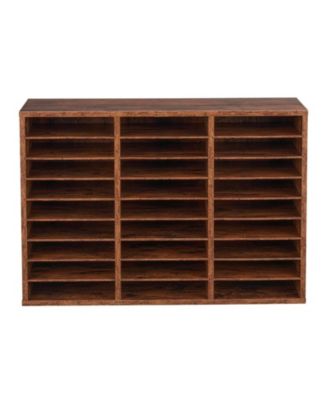 Literature Organizer, 27 Compartments, Wood Mailbox Sorter for File Storage