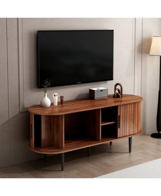 47 Inches Modern TV Stand with Sliding Door and Storage Compartment