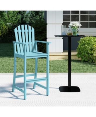 Tall Acacia Wood Adirondack Chair with Armrests and Built-In Footrest