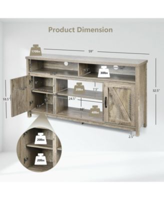 59 in TV Stand Media Console with Barn Doors for 65 in TVs