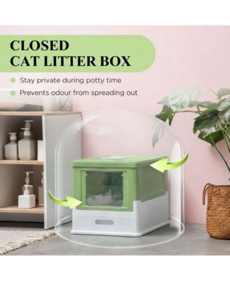 Zeus and Ruta Enclosed Cat Litter Box with Front Entry Odor Control Easy Clean Design Large Capacity