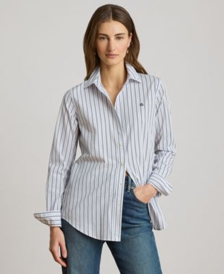 Petite Point Collar Classic Fit Striped Broadcloth Shirt