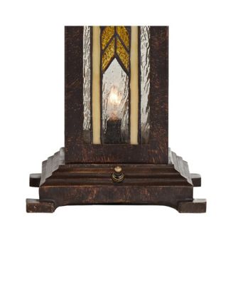 Franklin Iron Works Drake Mission Tiffany Style Table Lamp 25 1/2" High with Table Top Dimmer Nightlight
