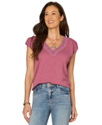 Petite V-Neck Short-Sleeve Sweater 