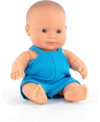 Baby Doll Caucasian Boy 8 1/4 inches in polybag. Made in Spain with Vanilla Scent. Anatomically Correct. My Friends and Me Collection