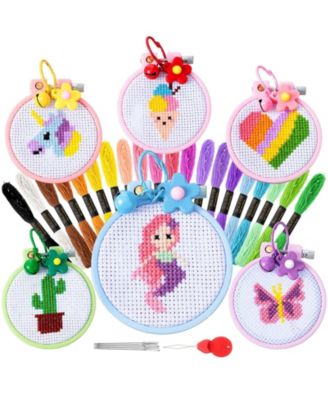 6 Sets Cross Stitch Kits Beginners Embroidery Needlepoint Starters Practice Sets