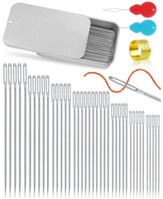 40PCS Stainless Steel Sewing Needles Large Eye Leather Embroidery Threaders Handsewing Crafts