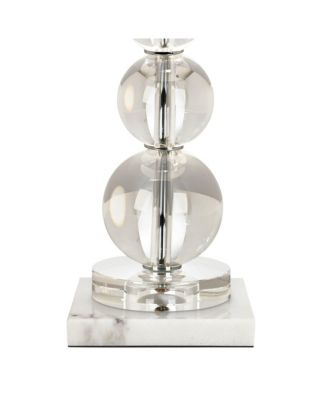 Modern Table Lamp 26 1/2" High Square Marble Riser Crystal Spheres Drum Shade for Bedroom Living Room