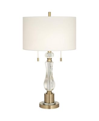 Jordan 27 1/2" Tall Traditional Table Lamp Pull Chain Brass Finish Metal Crystal Single Living Room Bedroom