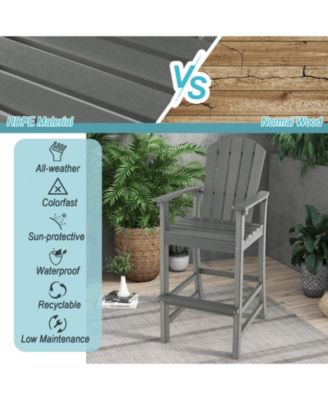  Outdoor Counter Height HDPE Bar Stool with Arms and Footrest