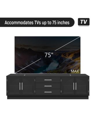Symmetrical TV Stand for TVs Up to 75 Media Console with 3 Drawers and Adjustable Shelves for Living Room