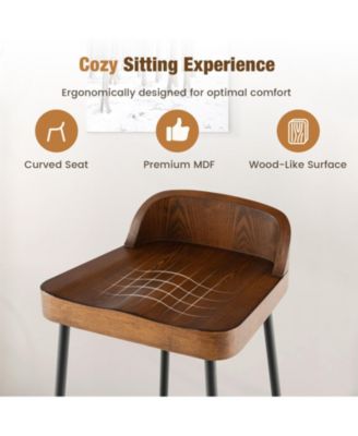  Industrial Bar Stool with Low Back and Footrest Set of 1 or 2