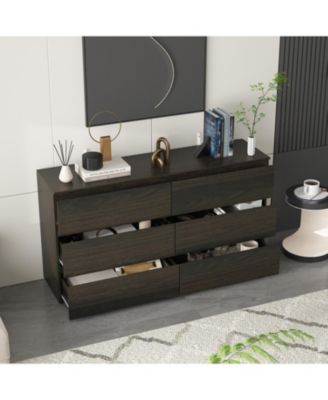 6-Drawers Wood Chest of Drawer Cabinet Organizer Dresser