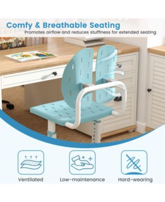 5-Position Height-Adjustable Study Chair with Dual Back Support for Kids