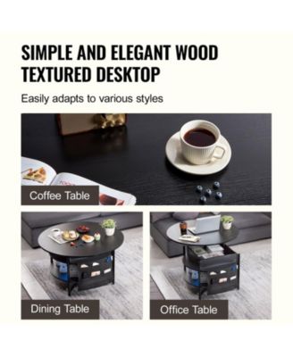 Lift Top Coffee Table, 35.3 in Round, with Extra Storage for Living Room