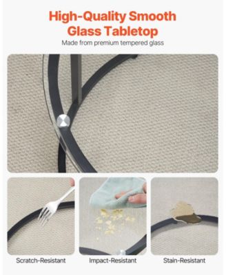 Nesting Coffee Table Set of 2, 23.6" Round Glass Tables for Small Spaces