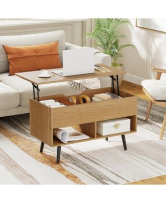 31.5 in Lift Top Coffee Table with Storage and Open Shelves