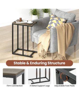 C Shaped Sofa Side Table with Heavy Duty Metal Frame