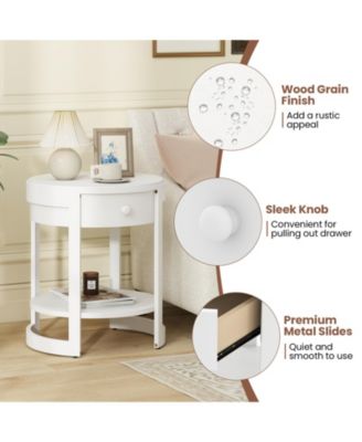 Two Tier Round End Table Mid Century Modern Nightstand