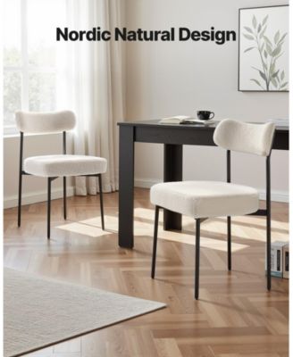 Boucle Dining Chairs Set of 6, Mid Century Modern Upholstered Side Chairs for Dining