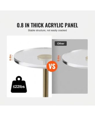 Clear Acrylic End Table, Round Side Table with Solid Base, 11.9 x 11.9 Inch