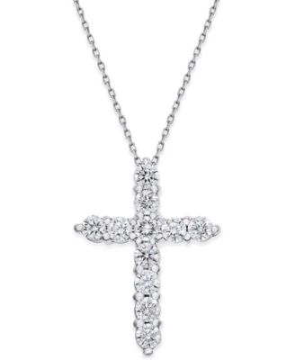 Diamond Cross Pendant Necklace (1-1/2 ct. t.w.) in 14k White Gold