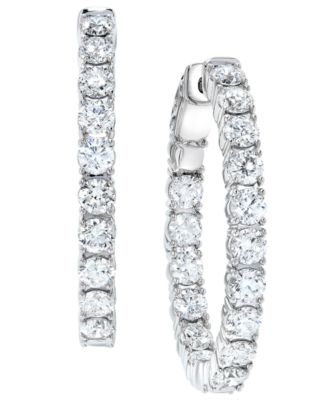Diamond Small In & Out Hoop Earrings (5 ct. t.w.) in 14k White Gold, 1"