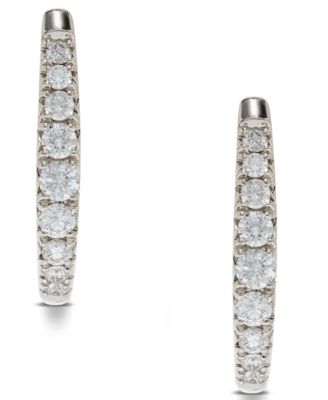 Diamond Oval Graduated Hoop Earrings (3/4 ct. t.w.) in 14k White or Yellow Gold