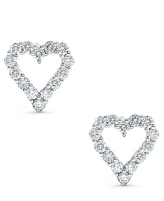 Diamond Heart Stud Earrings (1/2 ct. t.w.) in 14k White Gold