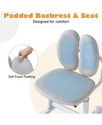 Padded Children Study Chair with Double Back Support and Adjustable Height