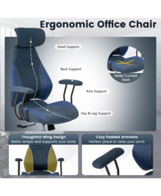 Ergonomic High-Back Office Chair with 2D Headrest and Rocking Backrest