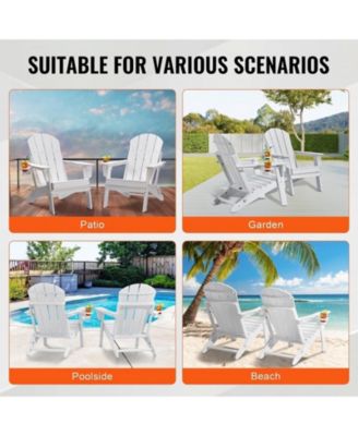 Set of 2 Folding Adirondack Fire Pit Chairs All-Weather HDPE Plastic for Patio